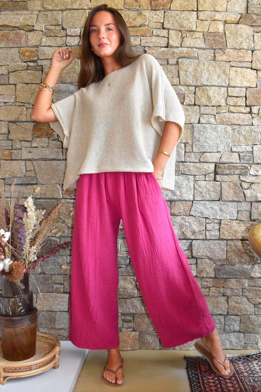Santos Cushion Cotton Quirky Pant Deep Raspberry